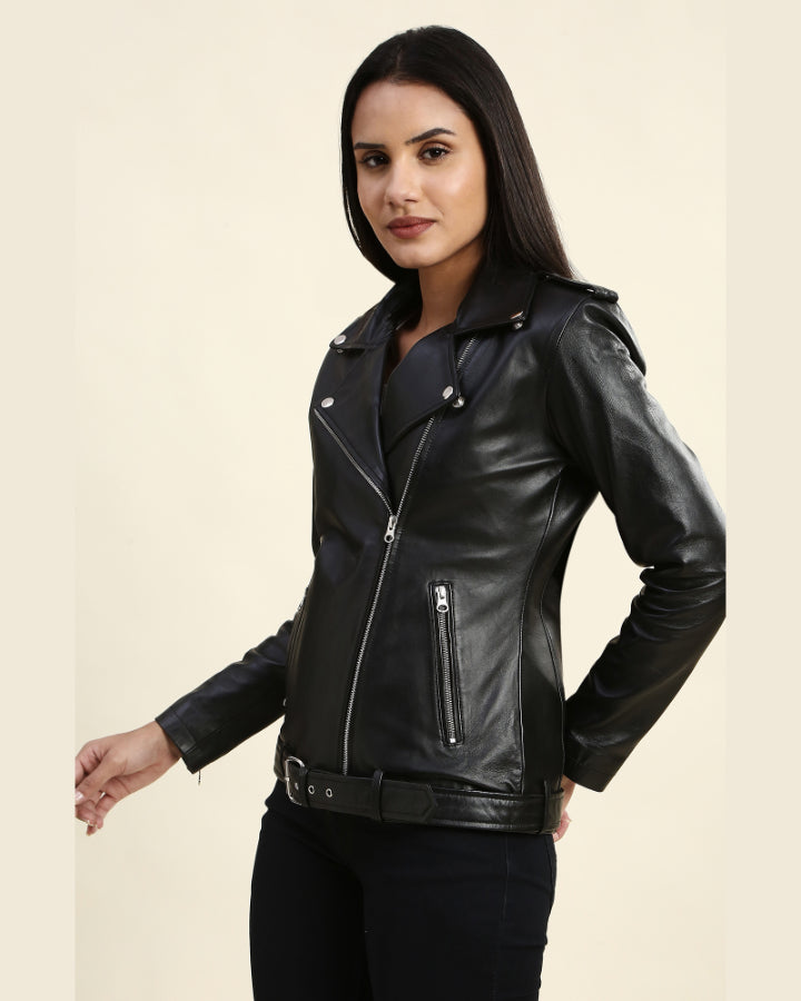 Women's black biker clearance jacket