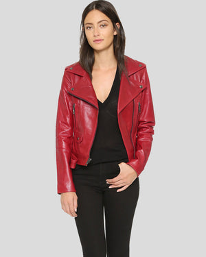 Lamarque red outlet leather jacket