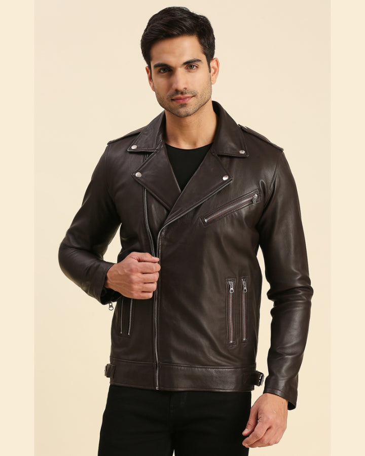 Mateo Brown Motorcycle Leather Jacket