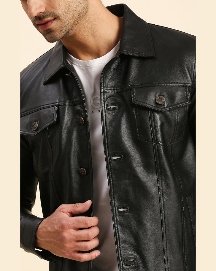 Mens real leather outlet jacket sale