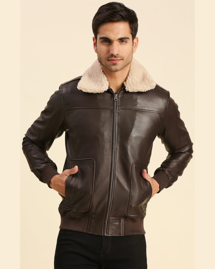 Mens leather outlet harrington jacket