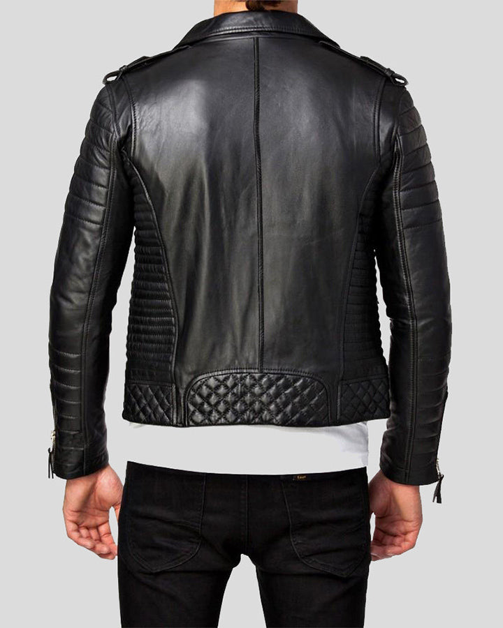 Mens quilted clearance leather motorcycle jacket